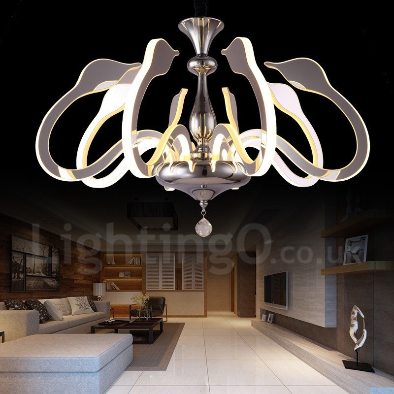 Lustre contemporain moderne à 8 lumières en acier à intensité variable avec abat-jour en acrylique