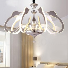Lustre contemporain moderne à 8 lumières en acier à intensité variable avec abat-jour en acrylique