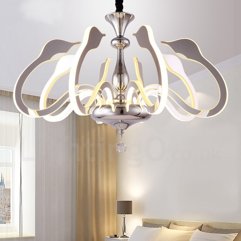 Lustre contemporain moderne à 8 lumières en acier à intensité variable avec abat-jour en acrylique