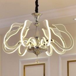 Lustre contemporain moderne à 8 lumières en acier à intensité variable avec abat-jour en acrylique