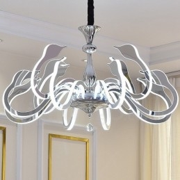 Lustre contemporain moderne à 10 lumières en acier à intensité variable avec abat-jour en acrylique