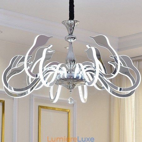 Lustre contemporain moderne à 10 lumières en acier à intensité variable avec abat-jour en acrylique Lustre contemporain moderne à 10 lumières en acier à intensité variable avec abat-jour en acrylique