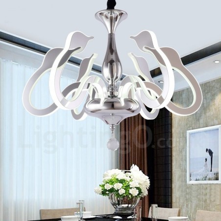 Lustre contemporain moderne à 6 lumières en acier à intensité variable avec abat-jour en acrylique Lustre contemporain moderne à 6 lumières en acier à intensité variable avec abat-jour en acrylique