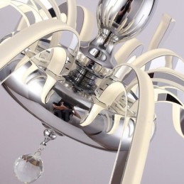 Lustre contemporain moderne à 6 lumières en acier à intensité variable avec abat-jour en acrylique