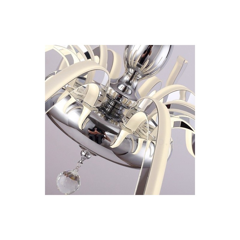 Lustre contemporain moderne à 6 lumières en acier à intensité variable avec abat-jour en acrylique