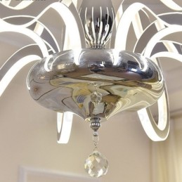 Lustre contemporain moderne à 6 lumières en acier à intensité variable avec abat-jour en acrylique