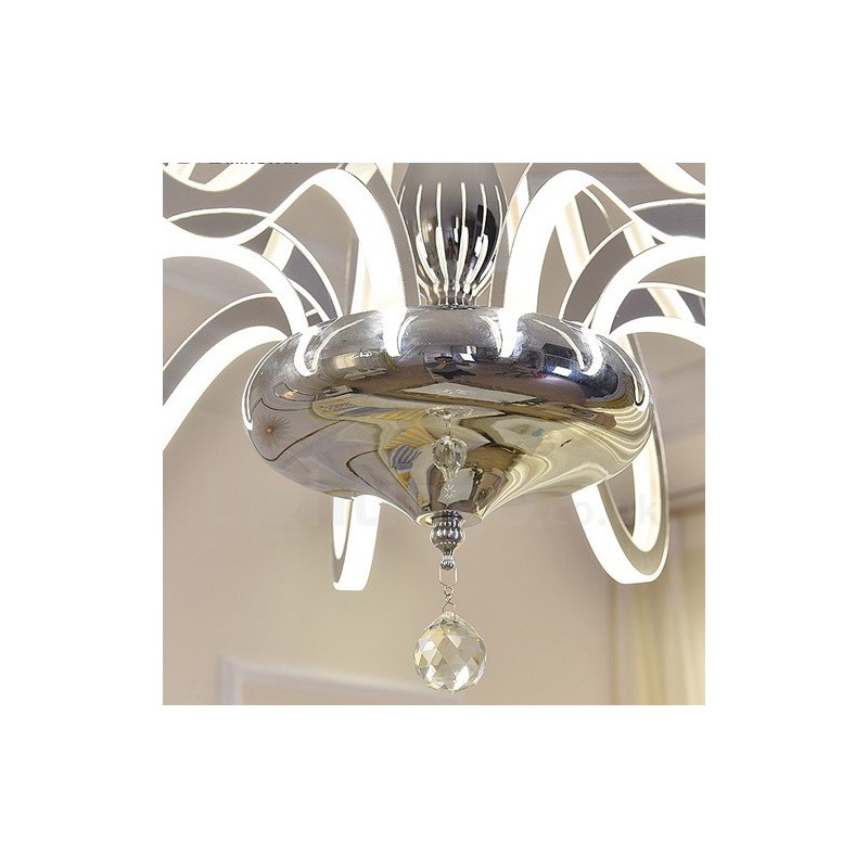 Lustre contemporain moderne à 6 lumières en acier à intensité variable avec abat-jour en acrylique