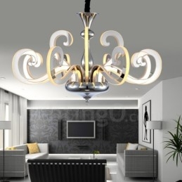 Lustre contemporain moderne à 12 lumières en acier à intensité variable avec abat-jour en acrylique