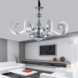 Lustre contemporain moderne à 8 lumières en acier à intensité variable avec abat-jour en acrylique