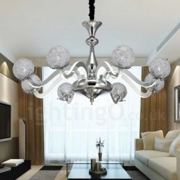 Lustre contemporain moderne à 8 lumières en acier à intensité variable avec abat-jour en alliage d'aluminium