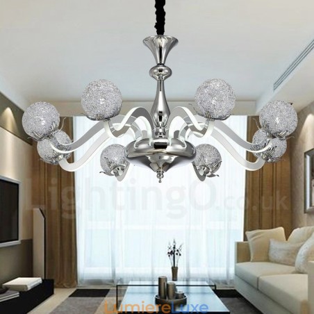 Lustre contemporain moderne à 8 lumières en acier à intensité variable avec abat-jour en alliage d'aluminium Lustre contemporain moderne à 8 lumières en acier à intensité variable avec abat-jour en alliage d'aluminium