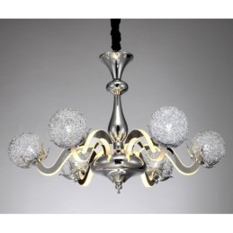 Lustre contemporain moderne à 6 lumières en acier à intensité variable avec abat-jour en alliage d'aluminium