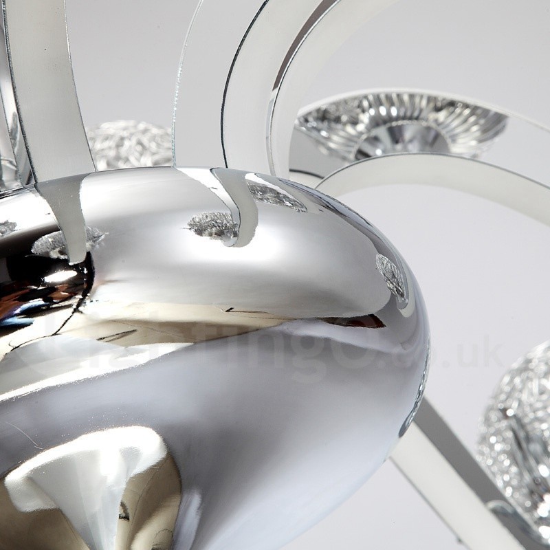 Lustre contemporain moderne à 6 lumières en acier à intensité variable avec abat-jour en alliage d'aluminium
