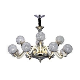Lustre contemporain moderne à 12 lumières en acier à intensité variable avec abat-jour en alliage d'aluminium