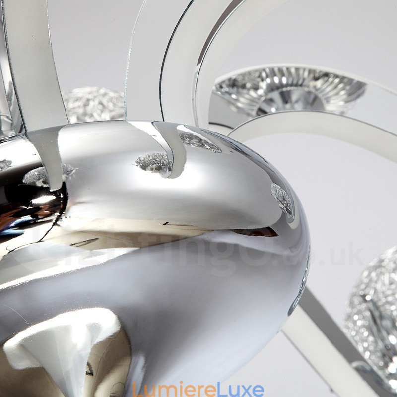 Lustre contemporain moderne à 12 lumières en acier à intensité variable avec abat-jour en alliage d'aluminium