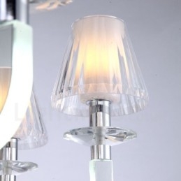 Lustre contemporain moderne à 8 lumières en cristal à intensité variable avec abat-jour en verre