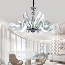 Lustre contemporain moderne à 15 lumières en acier à intensité variable avec abat-jour en acrylique
