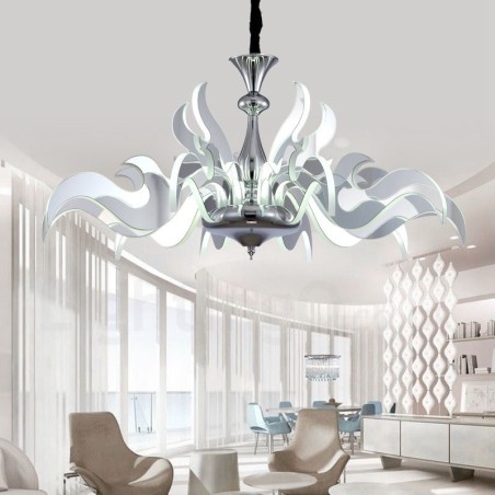 Lustre contemporain moderne à 15 lumières en acier à intensité variable avec abat-jour en acrylique Lustre contemporain moderne à 15 lumières en acier à intensité variable avec abat-jour en acrylique