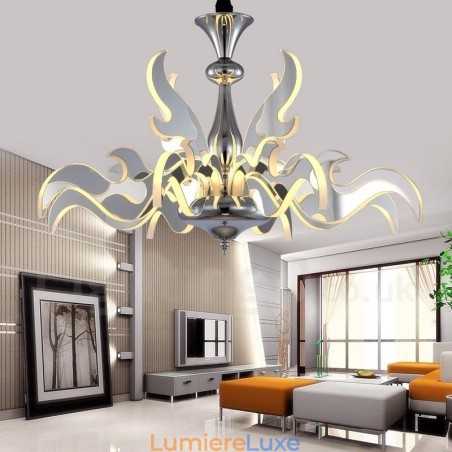 Lustre contemporain moderne à 12 lumières en acier à intensité variable avec abat-jour en acrylique Lustre contemporain moderne à 12 lumières en acier à intensité variable avec abat-jour en acrylique