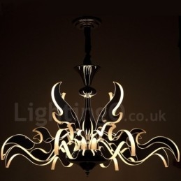 Lustre contemporain moderne à 12 lumières en acier à intensité variable avec abat-jour en acrylique