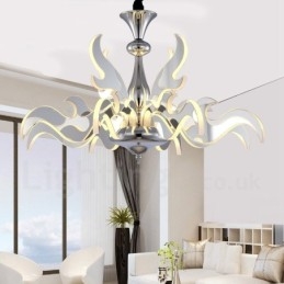 Lustre contemporain moderne à 12 lumières en acier à intensité variable avec abat-jour en acrylique