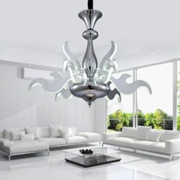 Lustre contemporain moderne à 9 lumières en acier à intensité variable avec abat-jour en acrylique
