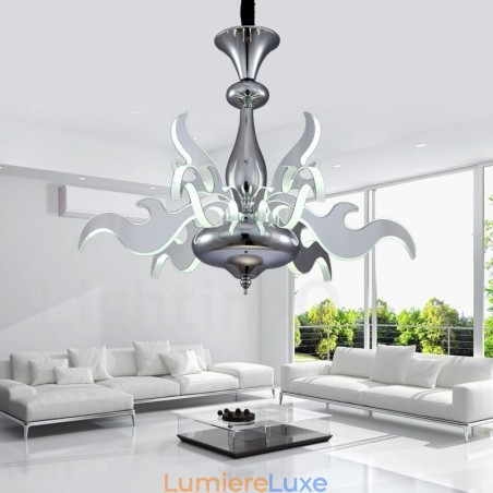 Lustre contemporain moderne à 9 lumières en acier à intensité variable avec abat-jour en acrylique Lustre contemporain moderne à 9 lumières en acier à intensité variable avec abat-jour en acrylique