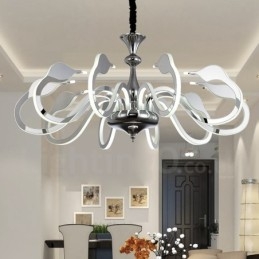 Lustre contemporain moderne à 10 lumières en acier à intensité variable avec abat-jour en acrylique