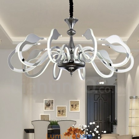 Lustre contemporain moderne à 10 lumières en acier à intensité variable avec abat-jour en acrylique Lustre contemporain moderne à 10 lumières en acier à intensité variable avec abat-jour en acrylique