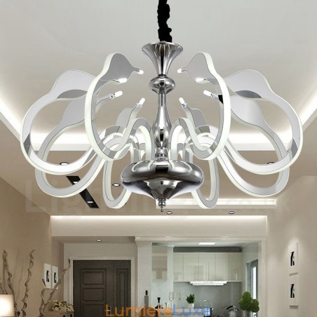 Lustre contemporain moderne à 8 lumières en acier à intensité variable avec abat-jour en acrylique Lustre contemporain moderne à 8 lumières en acier à intensité variable avec abat-jour en acrylique
