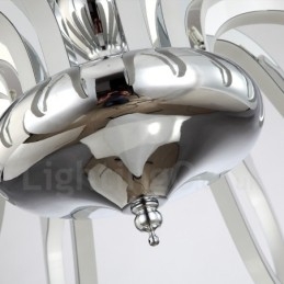 Lustre contemporain moderne à 8 lumières en acier à intensité variable avec abat-jour en acrylique