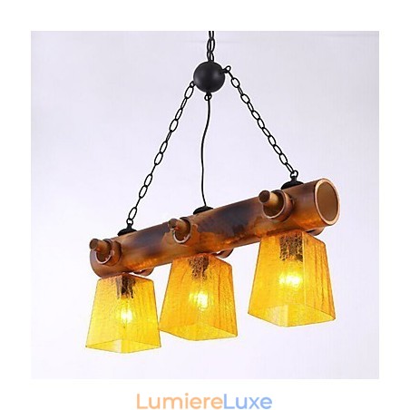 Lustre en bambou de style européen, méditerranéen, américain et campagnard Lustre en bambou de style européen, méditerranéen, américain et campagnard