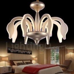 Lustre contemporain moderne à 8 lumières en acier à intensité variable avec abat-jour en acrylique