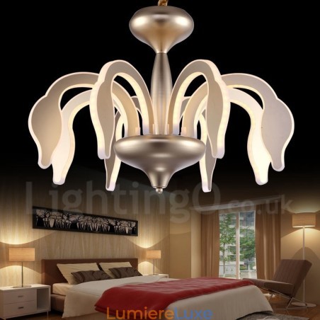 Lustre contemporain moderne à 8 lumières en acier à intensité variable avec abat-jour en acrylique Lustre contemporain moderne à 8 lumières en acier à intensité variable avec abat-jour en acrylique