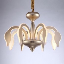 Lustre contemporain moderne à 8 lumières en acier à intensité variable avec abat-jour en acrylique
