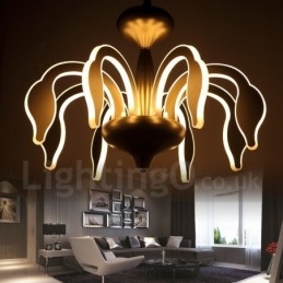 Lustre contemporain moderne à 8 lumières en acier à intensité variable avec abat-jour en acrylique