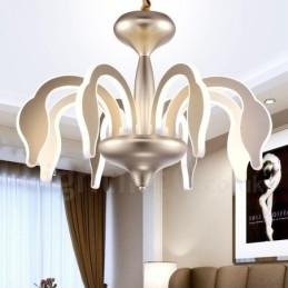 Lustre contemporain moderne à 8 lumières en acier à intensité variable avec abat-jour en acrylique