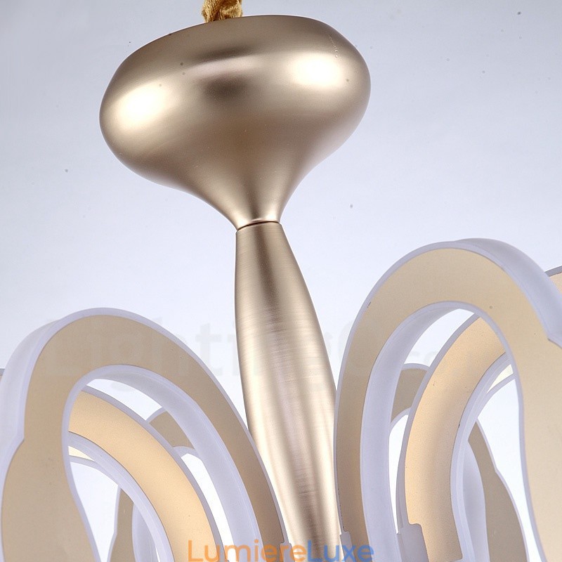 Lustre contemporain moderne à 8 lumières en acier à intensité variable avec abat-jour en acrylique
