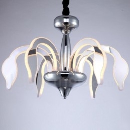 Lustre contemporain moderne à 6 lumières en acier à intensité variable avec abat-jour en acrylique