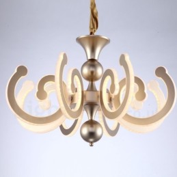 Lustre contemporain moderne à 6 lumières en acier à intensité variable avec abat-jour en acrylique