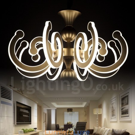 Lustre contemporain moderne à 8 lumières en acier à intensité variable avec abat-jour en acrylique Lustre contemporain moderne à 8 lumières en acier à intensité variable avec abat-jour en acrylique