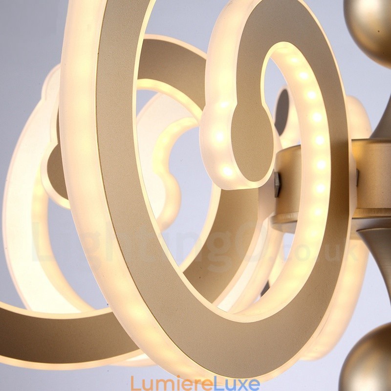 Lustre contemporain moderne à 8 lumières en acier à intensité variable avec abat-jour en acrylique
