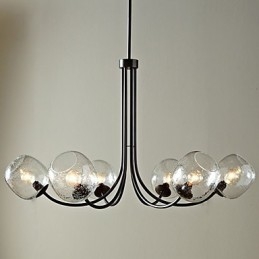 Lustre traditionnel à 6 lumières et abat-jour à bulles de verre