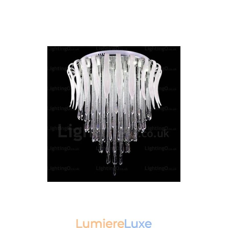 Plafonniers contemporains modernes à 12 lumières avec abat-jour en cristal