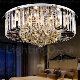 Plafonniers contemporains modernes à 6 lumières avec abat-jour en cristal
