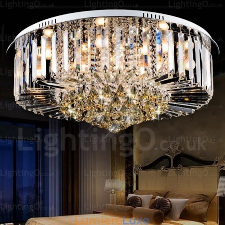 Plafonniers contemporains modernes à 6 lumières avec abat-jour en cristal