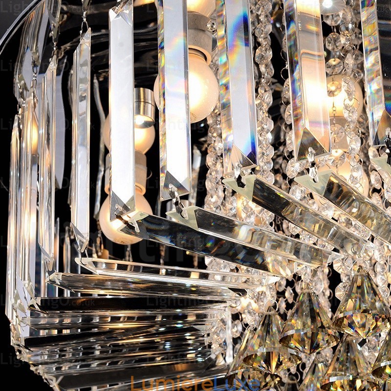 Plafonniers contemporains modernes à 6 lumières avec abat-jour en cristal