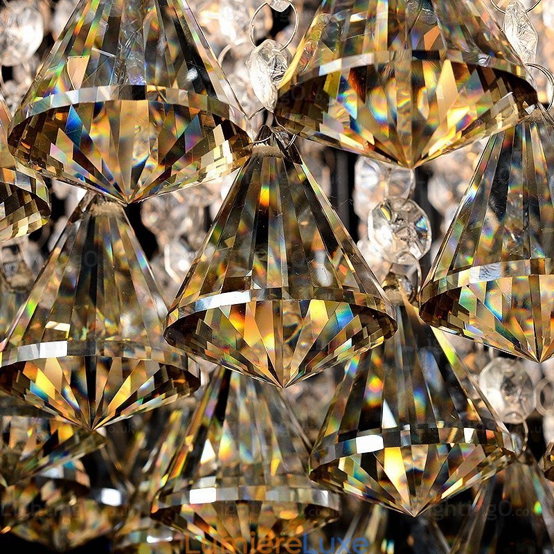 Plafonniers contemporains modernes à 6 lumières avec abat-jour en cristal
