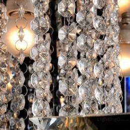 Plafonniers contemporains modernes à 6 lumières avec abat-jour en cristal