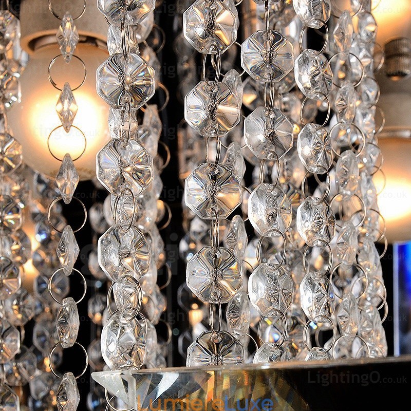 Plafonniers contemporains modernes à 6 lumières avec abat-jour en cristal